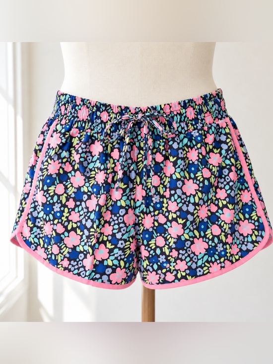 SSYS Pants - SSYS Floral Signature Athletic Running Shorts Black Pink Size M